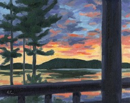 TT Ranger Cabin Grand Lake Sunset Oil on Canvas